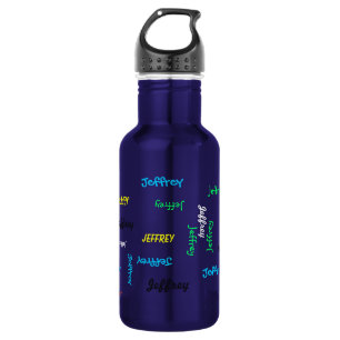 Bouteille D'eau En Acier Inoxydable Nom répétitif personnalisé, bleu 