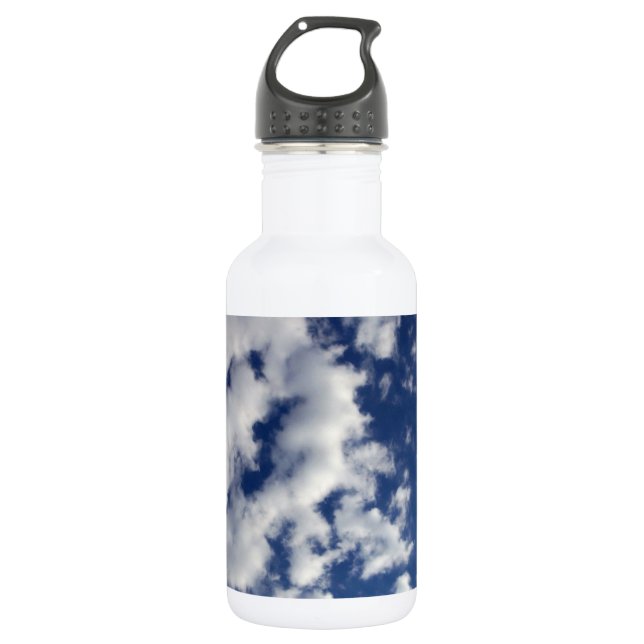 Bouteille D'eau En Acier Inoxydable Nuages Puffy Sur Ciel Bleu (Devant)
