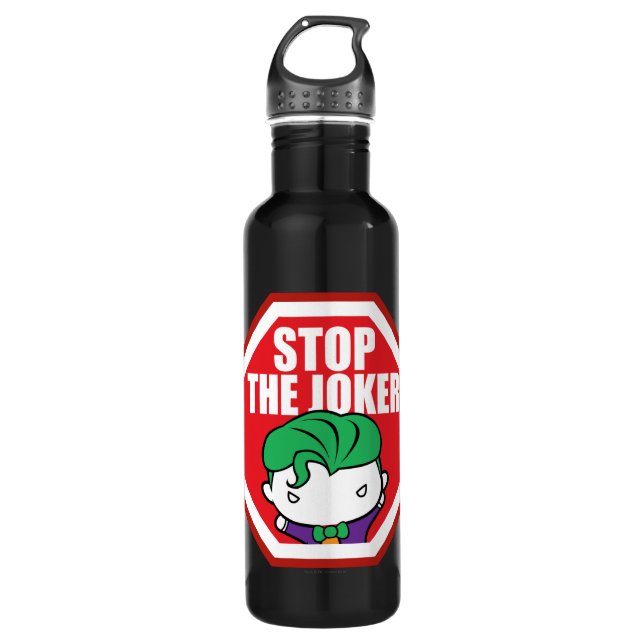 Bouteille D'eau En Acier Inoxydable Panneau Chibi "Stop The Joker" (Devant)