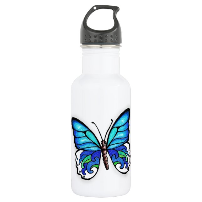 Bouteille D'eau En Acier Inoxydable Papillon Aqua (Devant)