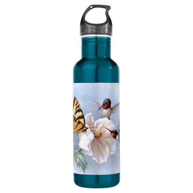Bouteille D'eau En Acier Inoxydable Papillon et colibris (Devant)
