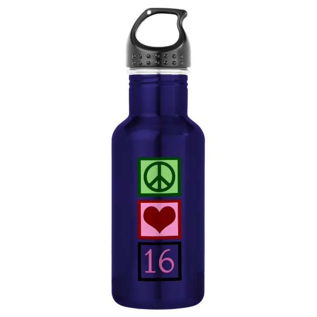 Bouteille D'eau En Acier Inoxydable Peace Love Sweet 16 (Devant)