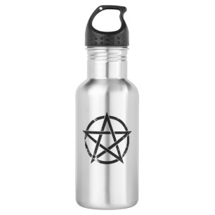 Bouteille D'eau En Acier Inoxydable Pentagone étoilé noir affligé - symbole païen