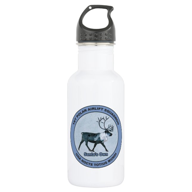 Bouteille D'eau En Acier Inoxydable Père Noël 1er Polar Airlift Sqdn - Subduit (Devant)