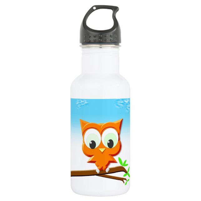 Bouteille D'eau En Acier Inoxydable Petite chouette sur une branche (Devant)