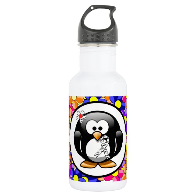 Bouteille D'eau En Acier Inoxydable Pingouin à ruban imprimé Zebra (Devant)