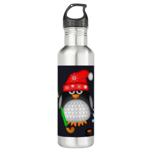 Bouteille D'eau En Acier Inoxydable Pingouin mignon d'hockey avec le casquette rouge