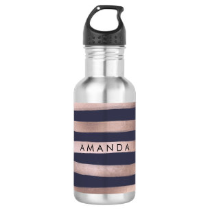 Bouteille D'eau En Acier Inoxydable PixDezines bandes d'or rose faux/réglables