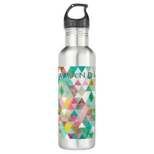 Bouteille D'eau En Acier Inoxydable PixDezines Boho Géométrique / Triangles Motif