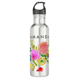 Bouteille D'eau En Acier Inoxydable PixDezines Floral/Aquarelle/Ranunculus
