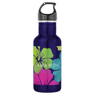 Bouteille D'eau En Acier Inoxydable PixDezines rétro hibiscus