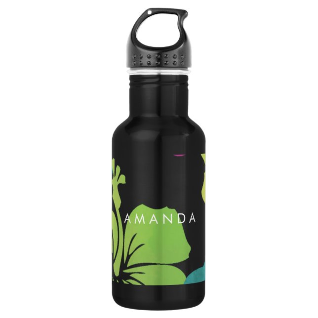 Bouteille D'eau En Acier Inoxydable PixDezines rétro hibiscus (Devant)