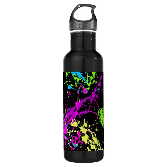 Bouteille D'eau En Acier Inoxydable Plateau noir/néon personnalisé (Devant)