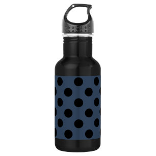Bouteille D'eau En Acier Inoxydable Pois noirs sur gris-bleu
