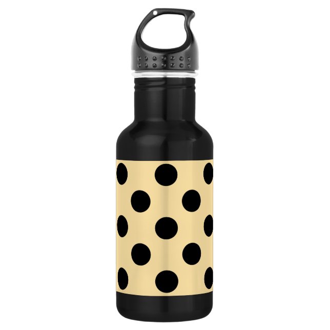 Bouteille D'eau En Acier Inoxydable Pois noirs sur jaune pâle (Devant)