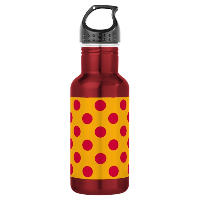Bouteille D'eau En Acier Inoxydable Pois rouges sur jaune (Devant)