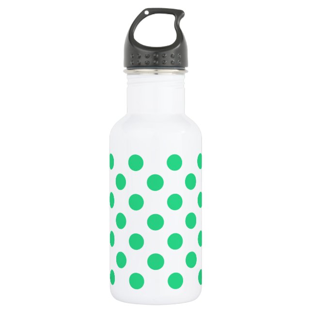 Bouteille D'eau En Acier Inoxydable Pois verts et blancs (Devant)