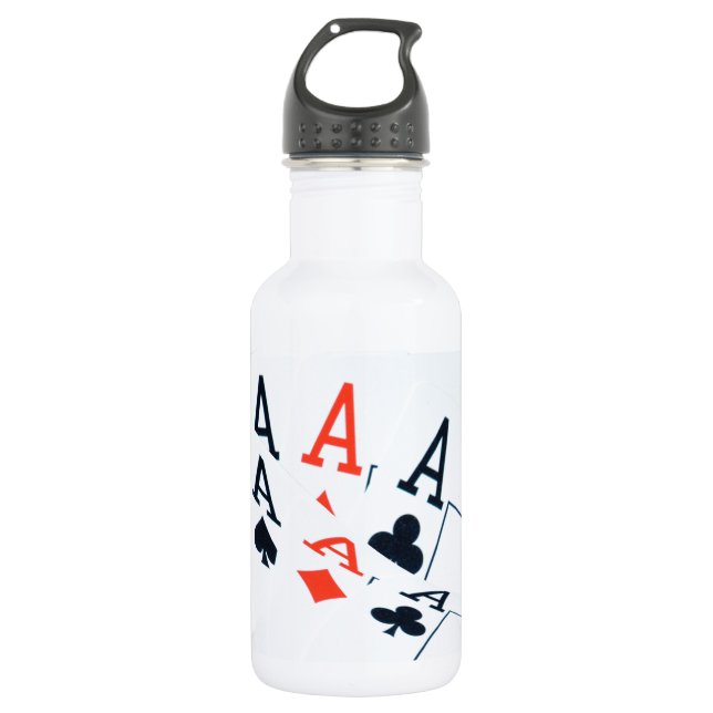 Bouteille D'eau En Acier Inoxydable Poker, Cartes, (Devant)
