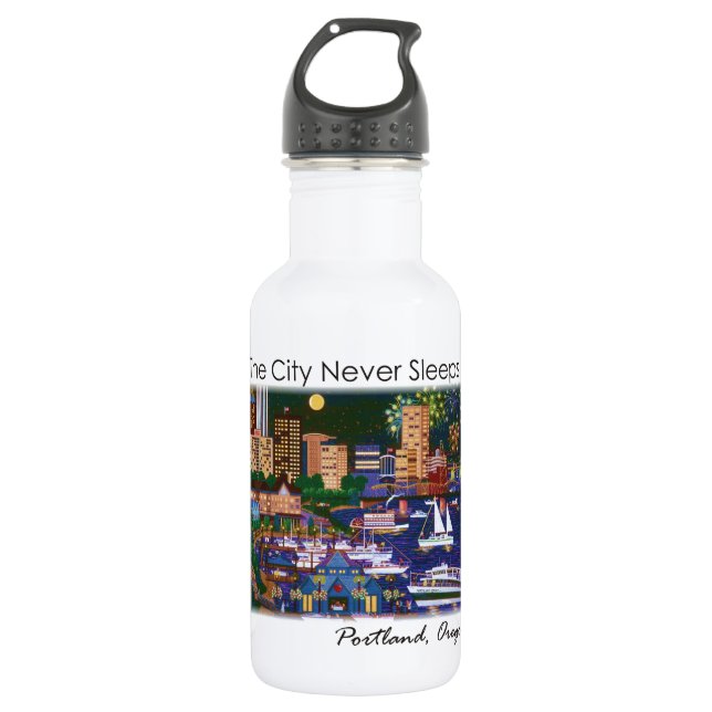 Bouteille D'eau En Acier Inoxydable Portland Oregon @ Nuit (Devant)