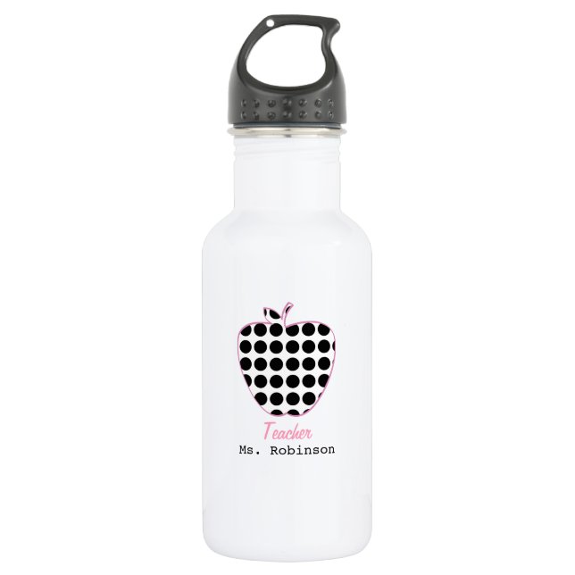 Bouteille D'eau En Acier Inoxydable Professeur d'Apple de point de polka (Devant)