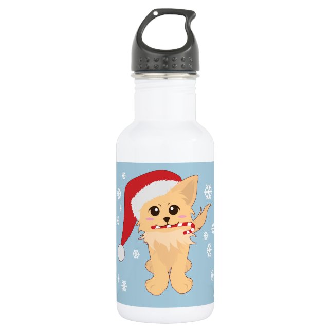 Bouteille D'eau En Acier Inoxydable Puppy de Christmas (Devant)