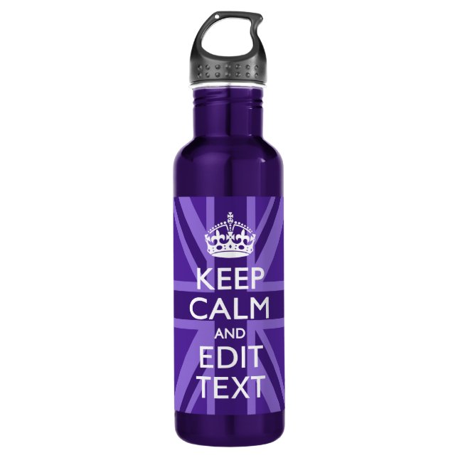 Bouteille D'eau En Acier Inoxydable Purple Chic Gardez Le Calme Et Votre Texte Union J (Devant)