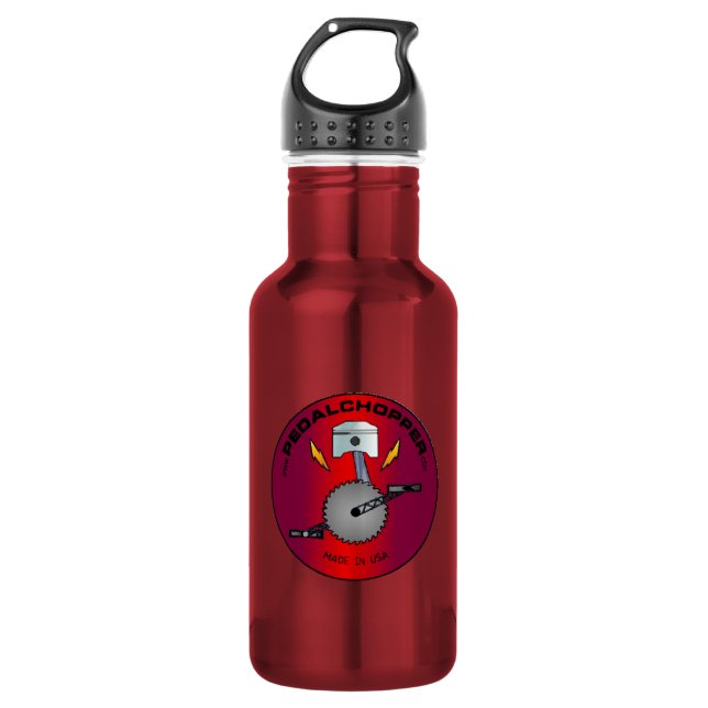 Bouteille D'eau En Acier Inoxydable Rouge de logo de PedalChopper (Devant)
