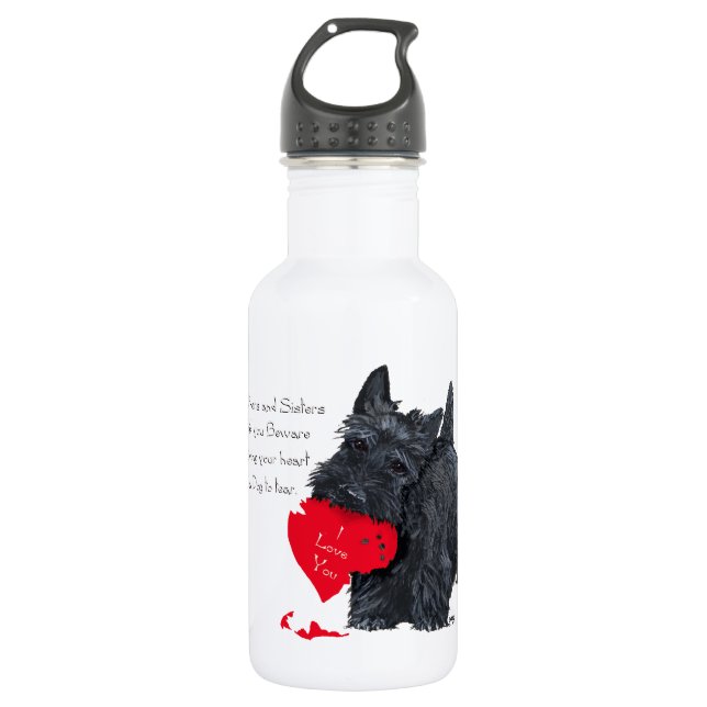 Bouteille D'eau En Acier Inoxydable Saint-Valentin Terrier Écossais (Devant)