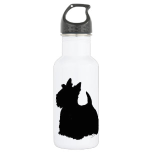 Bouteille D'eau En Acier Inoxydable Silhouette de Scottish Terrier alerte