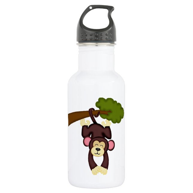Bouteille D'eau En Acier Inoxydable Singe accrochant mignon (Devant)