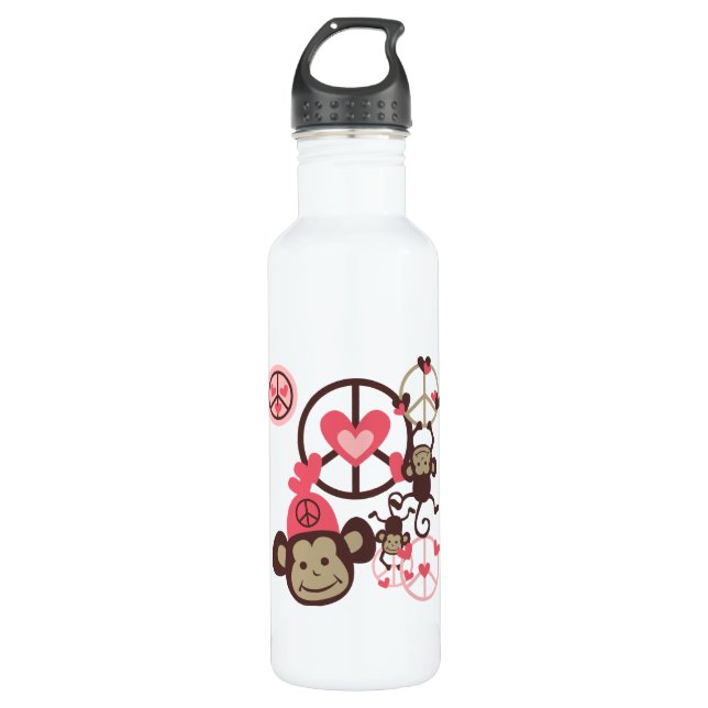 Bouteille D'eau En Acier Inoxydable Singe de paix (Devant)