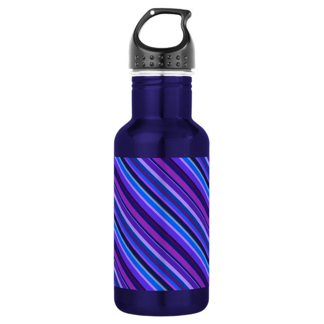 Bouteille D'eau En Acier Inoxydable stripes en bleu et purple (Devant)