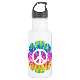 Bouteille D'eau En Acier Inoxydable Symbole de paix coloré Fleur