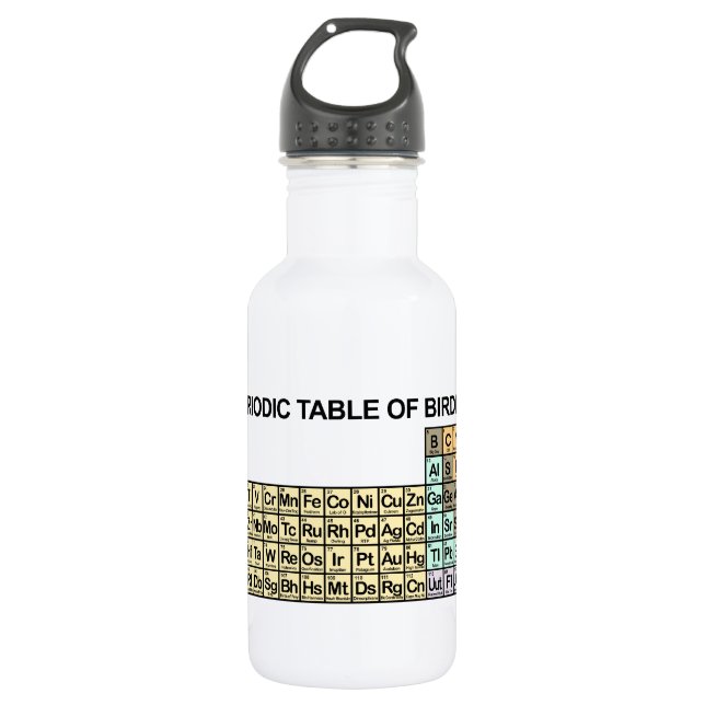 Bouteille D'eau En Acier Inoxydable Tableau périodique de Birding (Devant)