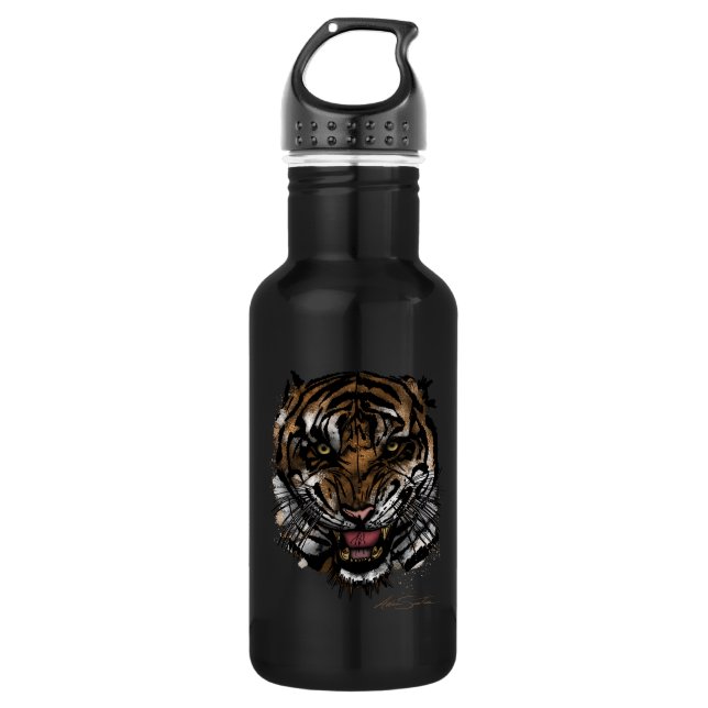 Bouteille D'eau En Acier Inoxydable Tiger face (conception de signature) (Devant)