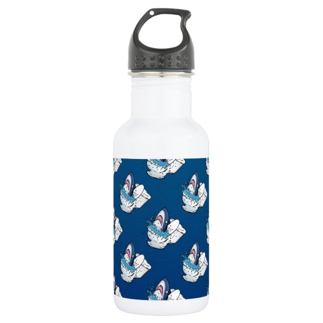 Bouteille D'eau En Acier Inoxydable Toilette Shark Funny Blue Cartoon (Devant)