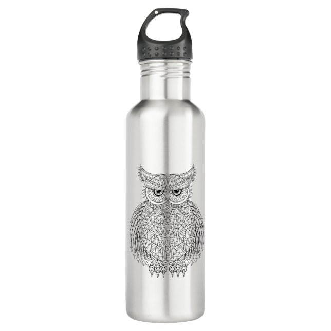 Bouteille D'eau En Acier Inoxydable Totem inspiré d'oiseau de hibou (Devant)