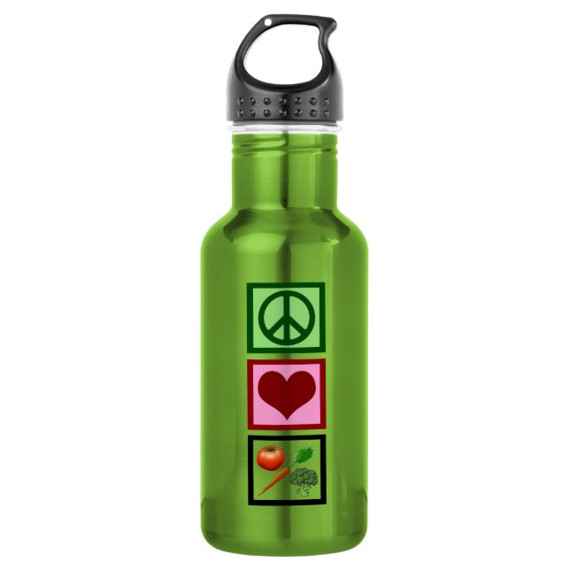 Bouteille D'eau En Acier Inoxydable Végétarien d'amour de paix (Devant)