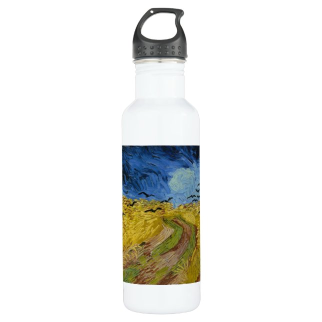 Bouteille D'eau En Acier Inoxydable Vincent van Gogh - Wheatfield avec des corbeaux (Devant)