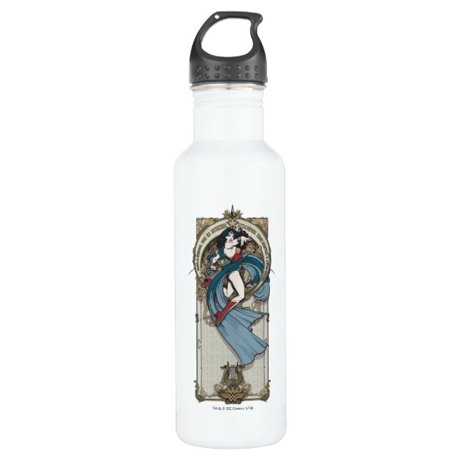 Bouteille D'eau En Acier Inoxydable Wonder Woman Art Nouveau Panel (Devant)