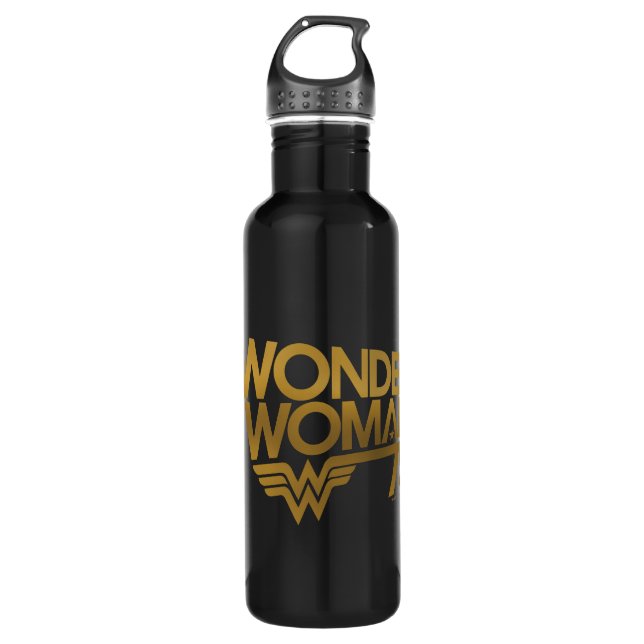 Bouteille D'eau En Acier Inoxydable Wonder Woman Logo Or du 75e anniversaire (Devant)