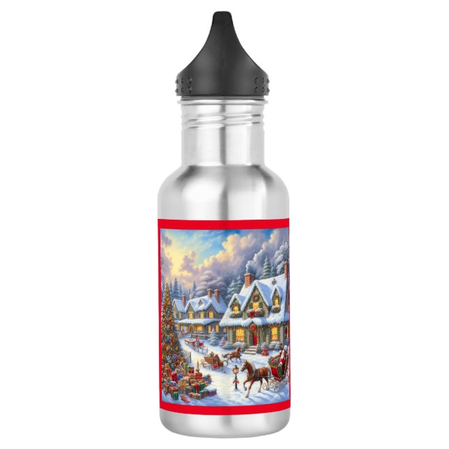 Bouteille D'eau Enchanter la scène du village de Noël (Gauche)