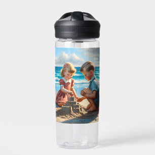Bouteille D'eau Enfants Bâtir un château de sable sur la plage