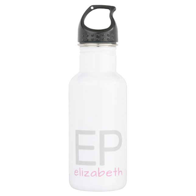 Bouteille D'eau Enfants modernes rose blanc Personnalisé Petit (Devant)