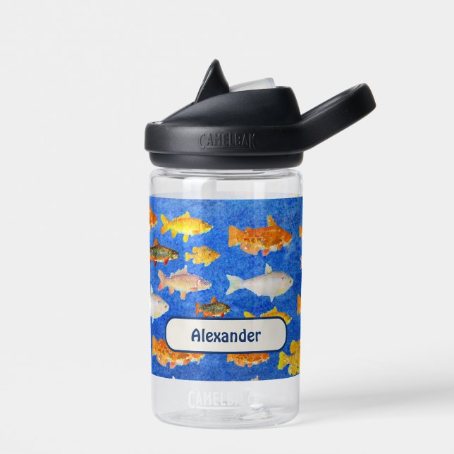 Bouteille D'eau Enfants Nom personnalisé Poisson dans la mer thème (Gauche)