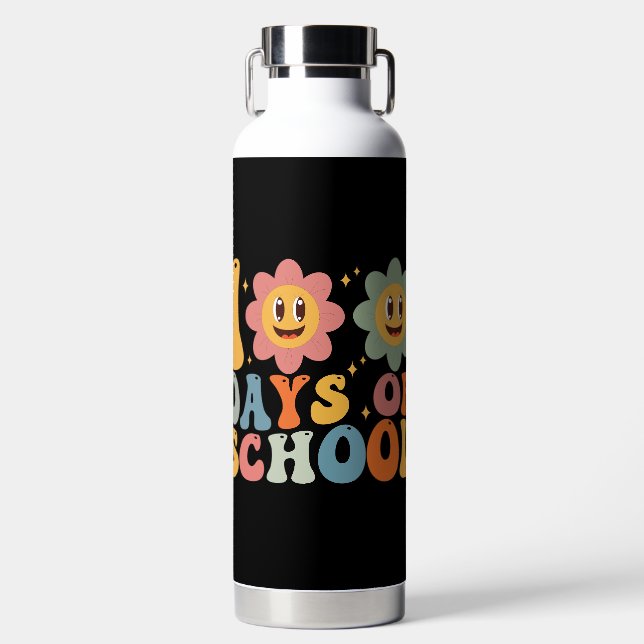 Bouteille D'eau Enseignant Enfants Retro Super 100 Jours 0f École (Avant)