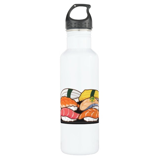 Bouteille D'eau Ensemble de sushis Kawaii - crevettes à l'oeuf de  (Devant)