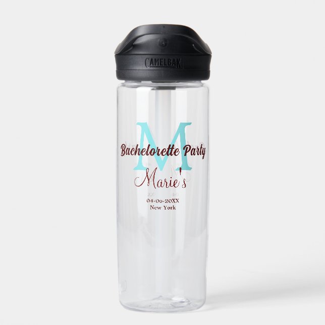 Bouteille D'eau enterrement de vie de jeune fille monogramme ajout (Arrière)