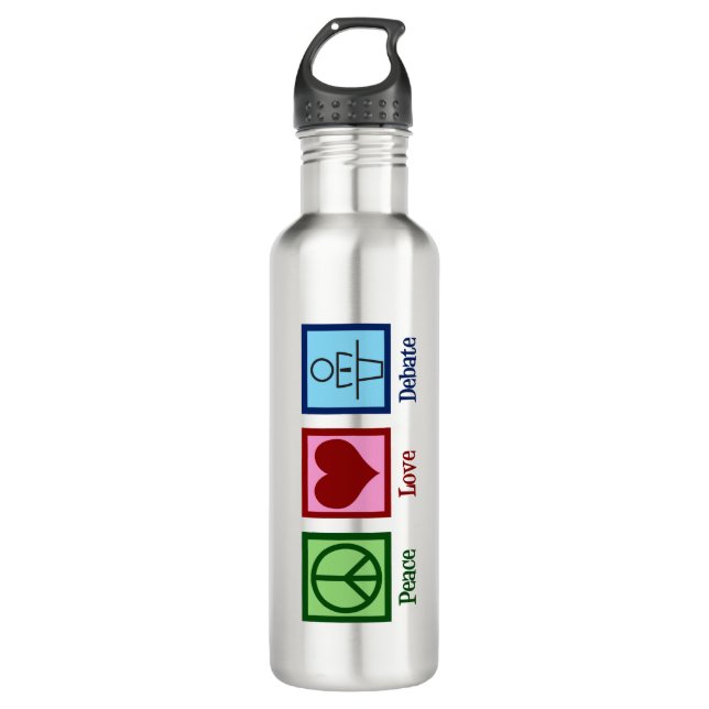 Bouteille D'eau Équipe de discussion d'amour de paix (Devant)