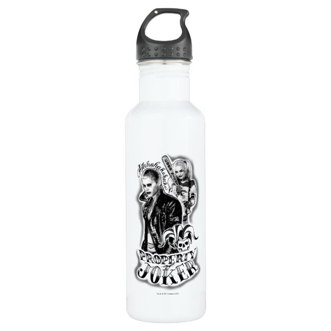 Bouteille D'eau Équipe de suicide | Joker & Harley Airbrush Tattoo (Devant)